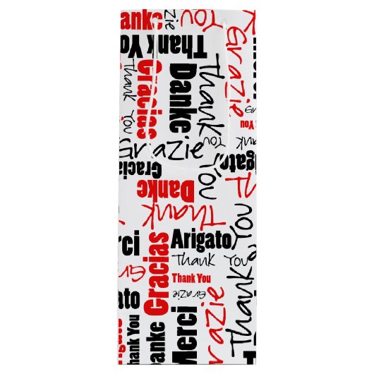 Rot und Schwarzes danken Ihnen, Wolke abzufassen Geschenktüte Für Weinflaschen (Vorderseite)