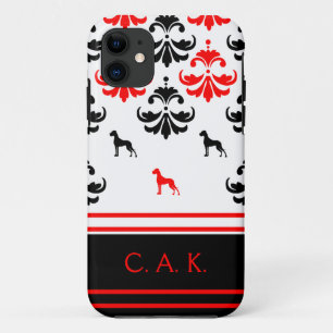 Rot und schwarzes florales Great Dane Muster Case-Mate iPhone Hülle