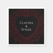 Rot und Schwarzes Herz Gothic HochzeitsNapkins Serviette (Vorderseite)