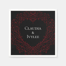 Rot und Schwarzes Herz Gothic HochzeitsNapkins Serviette