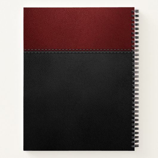 Rot und schwarzes Leder wirken benutzerdefiniert Notizblock (Rückseite)