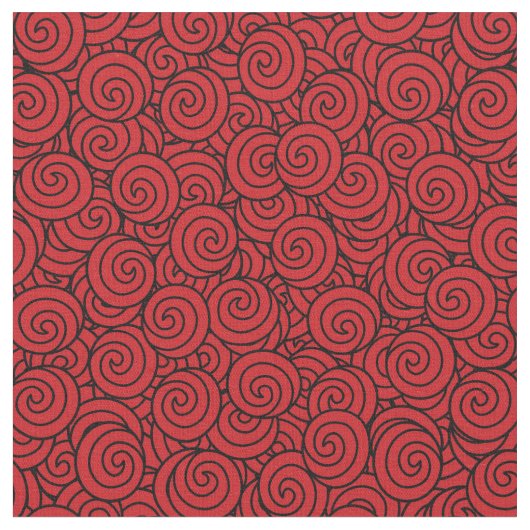 Rot und Schwarzes wirbelten Muster Stoff (Nahaufnahme)