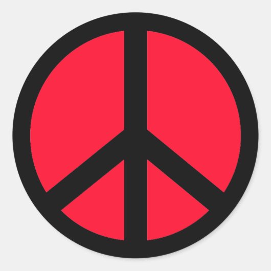 ROT- UND SCHWARZFRIEDENSSIGNAL RUNDER AUFKLEBER (Vorderseite)