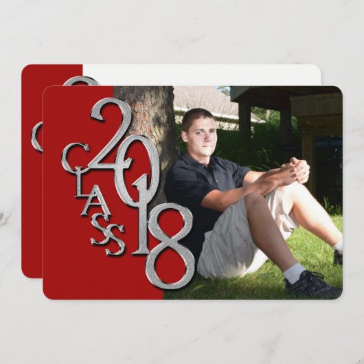Rot und Silber 2018 Abschluss Einladung (Vorne/Hinten)