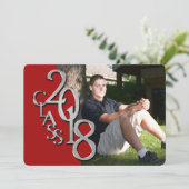 Rot und Silber 2018 Abschluss Einladung (Stehend Vorderseite)