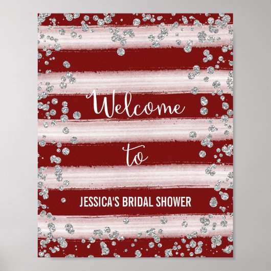 Rot und Silber Begrüßungspapier drucken Poster (Vorne)