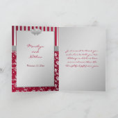 Rot und Silber Blumenstrauß Danke Karte (Innenseite)