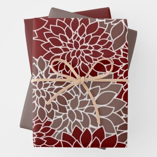 Rot und Silber dahlis Geschenkpapier Set (Beispiel)