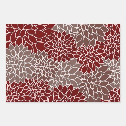 Rot und Silber dahlis Geschenkpapier Set (Vorderseite)