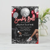 Rot und Silber Disco Sneaker Ball Geburtstag Einladung (Stehend Vorderseite)