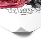 Rot und Silber Elegante Blume 16 . Geburtstag Poster (Ecke)