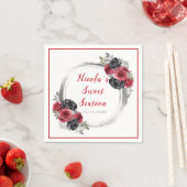 Rot und Silber Elegante Blume 16 . Geburtstag Serviette (Beispiel)