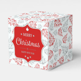 Rot und Silber Elegantes Weihnachtsbaummuster Geschenkschachtel