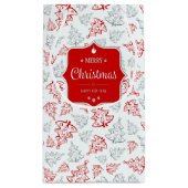 Rot und Silber Elegantes Weihnachtsbaummuster Kleine Geschenktüte (Rückseite)
