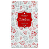 Rot und Silber Elegantes Weihnachtsbaummuster Kleine Geschenktüte (Vorderseite)