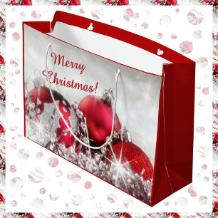 Rot und Silber frohe Weihnachten Große Geschenktüte