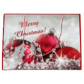 Rot und Silber frohe Weihnachten Große Geschenktüte (Vorderseite)