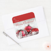 Rot und Silber frohe Weihnachten Quadratischer Aufkleber (Umschlag)