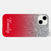 Rot und Silber Glitzer Ombre Personalisiert Case-Mate iPhone Hülle (Rückseite (Horizontal))