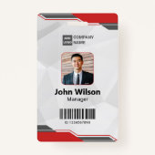 Rot und Silber Moderne ID mit Foto & Strichcode Ausweis (Vorderseite)