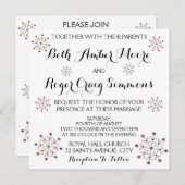 Rot und Silber Snowflake Einladung Hochzeit (Vorne/Hinten)