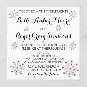 Rot und Silber Snowflake Einladung Hochzeit