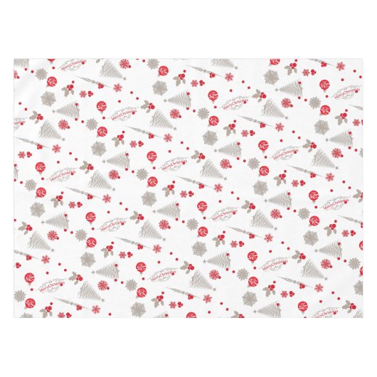 Rot und Silber Weihnachtswolle Tischdecke (Vorderseite (Horizontal))