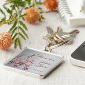 Rot und Silberblume mit Schmetterlingen Schlüssela Schlüsselanhänger (Seite)