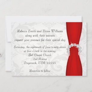 Rot und Silbermauer Diamantmütze Hochzeit Einladung