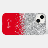 Rot und Silberner Glitzer Case-Mate iPhone Hülle (Rückseite (Horizontal))