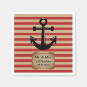 Rot und Tan Streifen | Nautic Serviette (Vorderseite)