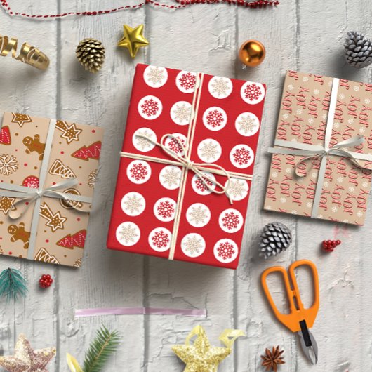 Rot und Tan Weihnachten Set 3 Geschenkpapier Set