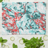 Rot und Türkis Abstrakt Geschirrtuch (Gefaltet)