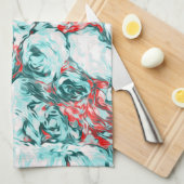 Rot und Türkis Abstrakt Geschirrtuch (Viertel Falte)