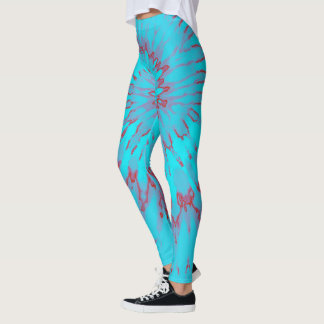 Rot und Türkis Spirale Tie Dye Leggings