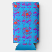 Rot und violett blauer Blumen Selters Dosenkühler (Rückseite)