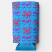 Rot und violett blauer Blumen Selters Dosenkühler (Vorderseite)