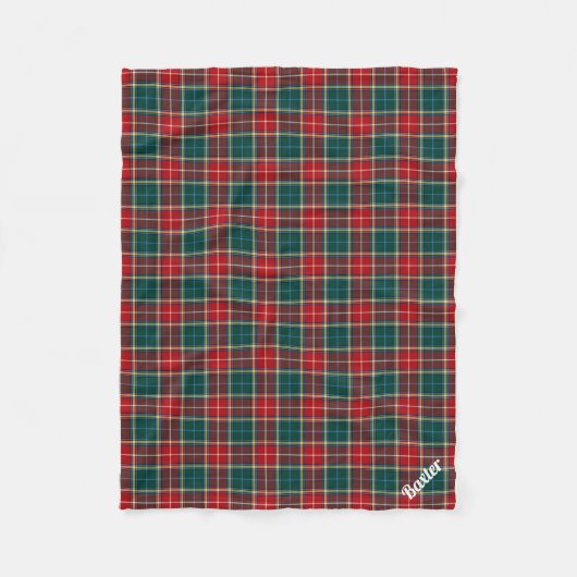 Rot und Waldgrün Kariert Clan Baxter Tartan Fleecedecke (Vorderseite)