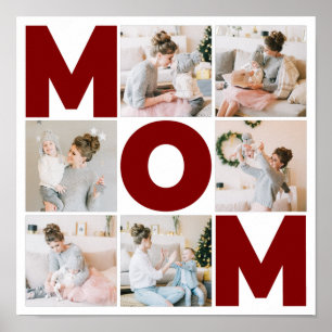 Rot und Weiß 6 Mama für FotoCollage Poster