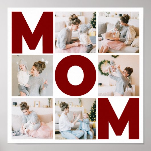 Rot und Weiß 6 Mama für FotoCollage Poster (Vorne)
