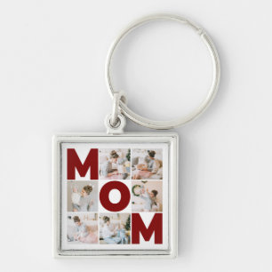 Rot und Weiß 6 Mama für FotoCollage Schlüsselanhänger