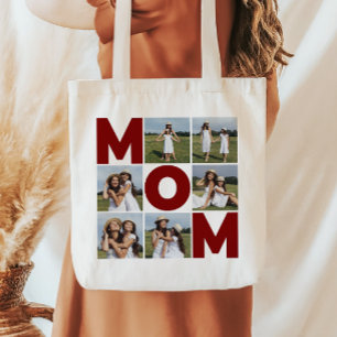 Rot und Weiß 6 Mama für FotoCollage Tragetasche