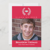 Rot und Weiß Abschluss Foto Classic Einladung (Vorderseite)