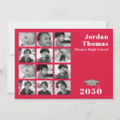 Rot und Weiß Abschluss FotoCollage Custom Einladung (Vorderseite)