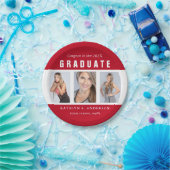 Rot und Weiß Abschluss FotoCollage Custom Pappteller (Party)