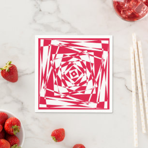 Rot und Weiß Abstrakt Napkins - Moderne Illusion Serviette