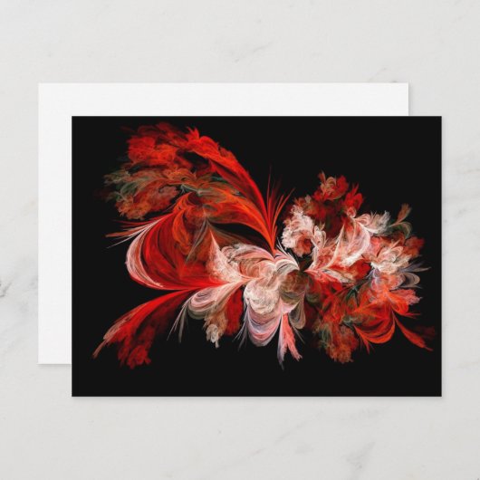 Rot und Weiß Abstraktes Design auf schwarz Postkarte (Vorne/Hinten)