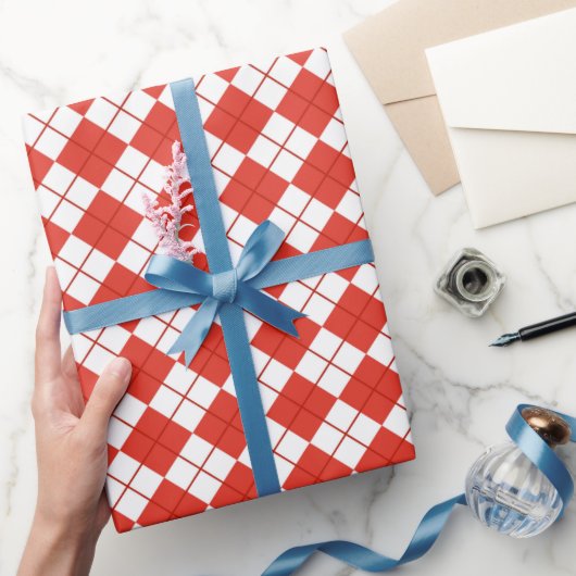 Rot und Weiß Argyle Geschenkpapier (Schenken)