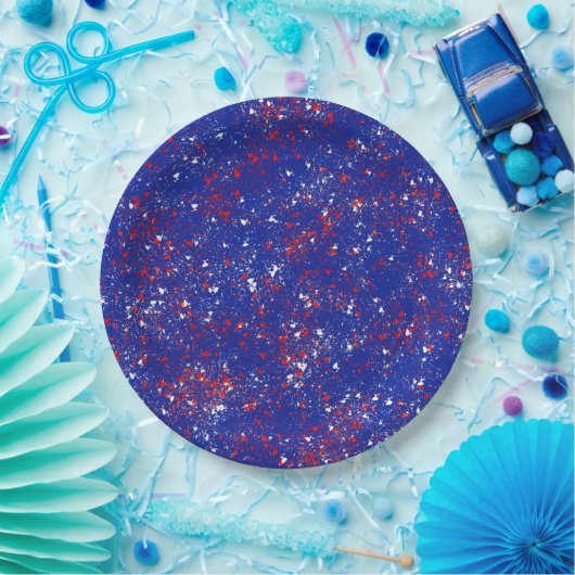 Rot und Weiß auf Tellern mit blauem Party Pappteller (Party)