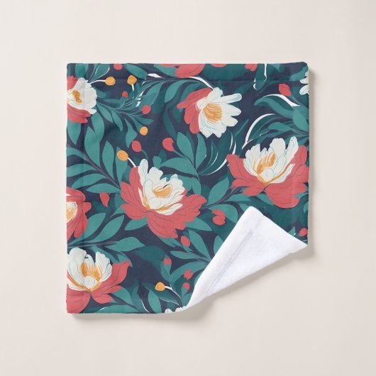 Rot und Weiß Badhandtuch Set (Waschlappen)